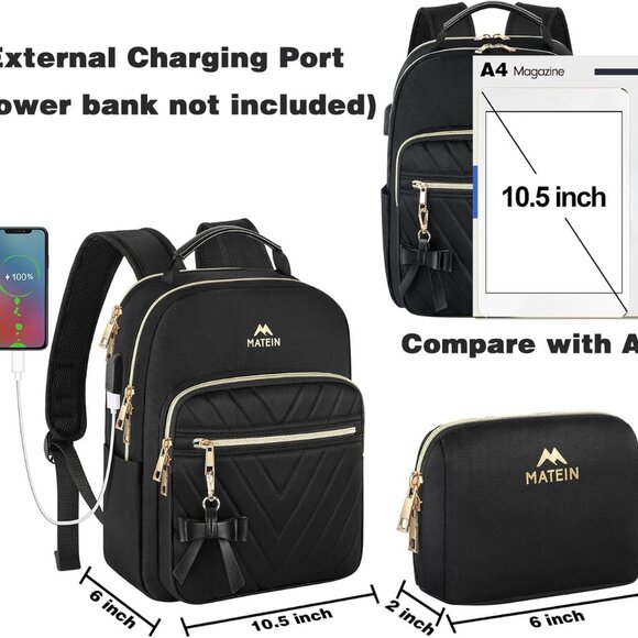 Lightweight Mini Backpack Purse for Daily Use - USB Charging & Organizer Bag - Picture 3 of 9